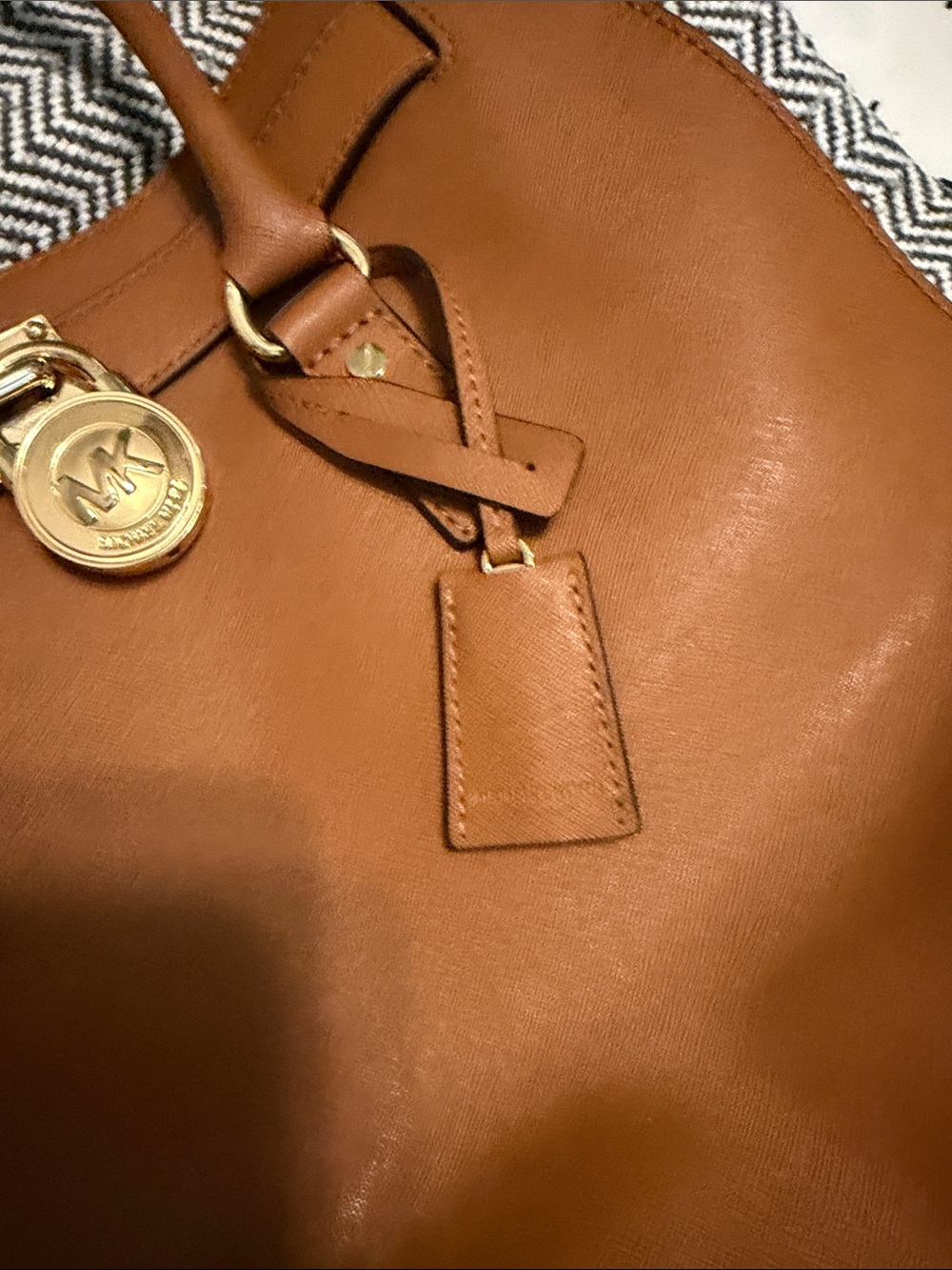 Michael Kors Hamilton Cognac Leather Satchel with Gold Hardware - Picture 2 of 5